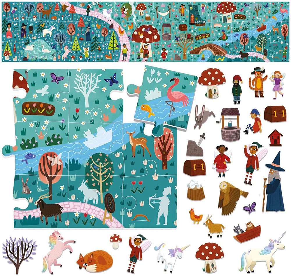 Rompecabezas Mundo Fantastico Con Stickers Reutilizables