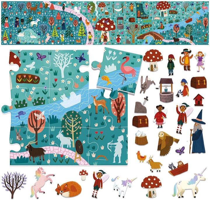 Rompecabezas Mundo Fantastico Con Stickers Reutilizables