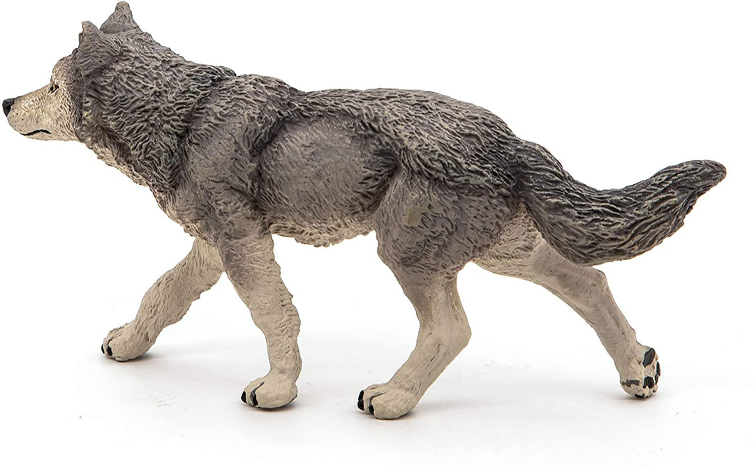 Figura Animales Lobo Gris Pintado a Mano