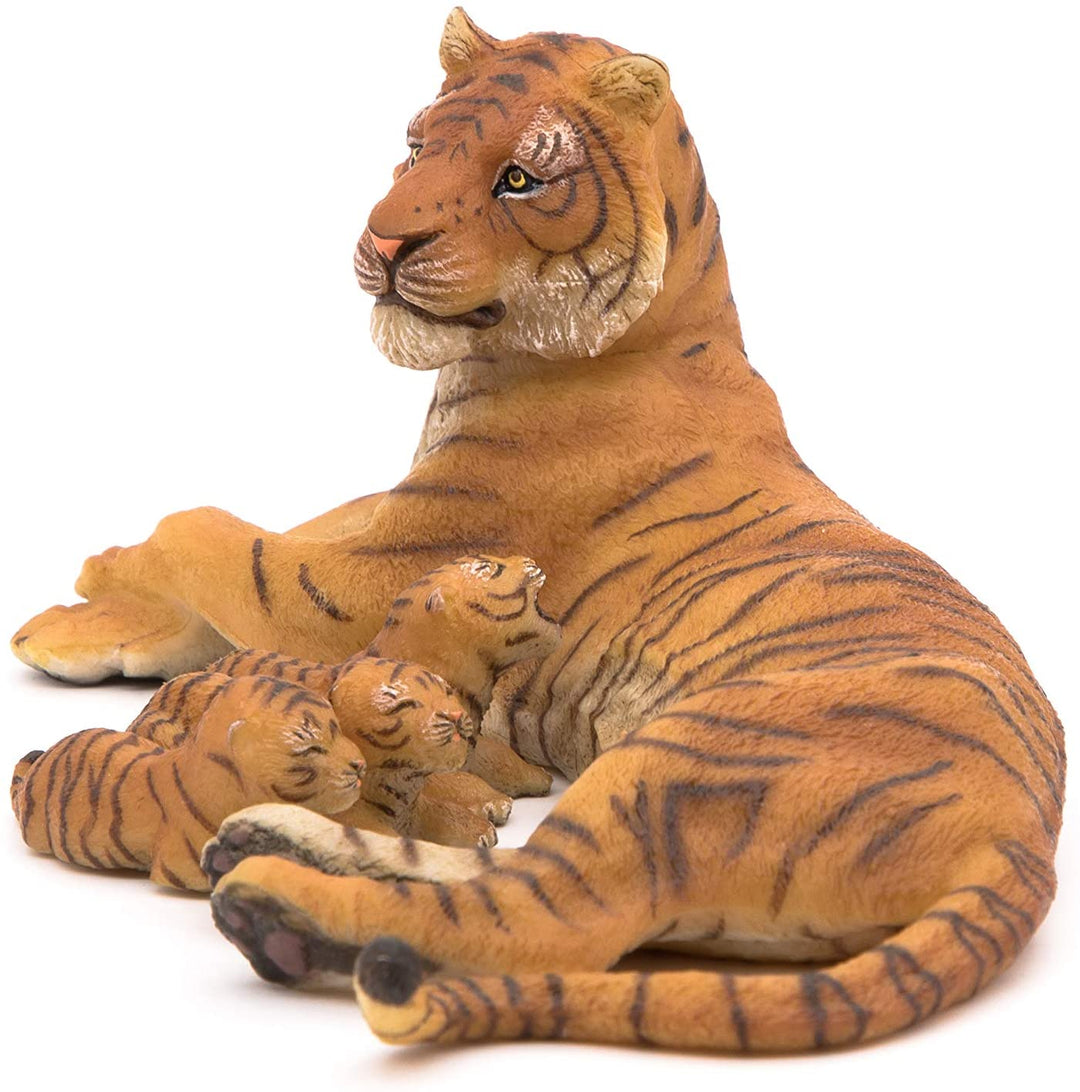 Figura Tigresa y Cachorros Pintados a Mano