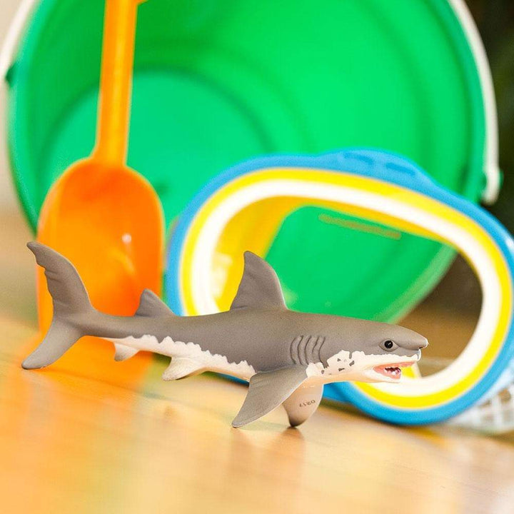 Figura Animales Tiburon Blanco Pintado a Mano