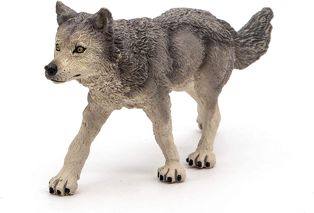 Figura Animales Lobo Gris Pintado a Mano