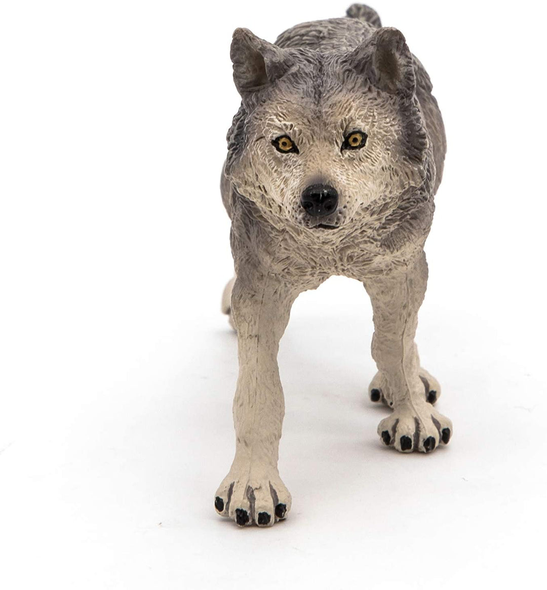 Figura Animales Lobo Gris Pintado a Mano