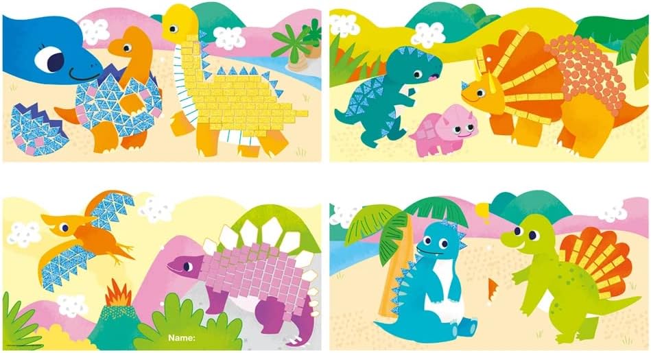 Set De Arte y Manualidades Mosaico Con Stickers Dinosaurios