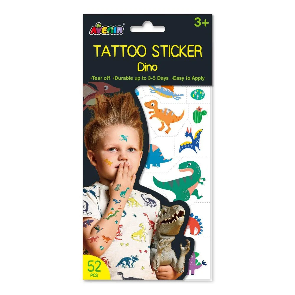Set De Arte Stickers Y Tattoo Dinosaurios