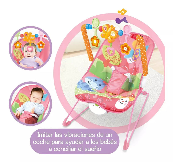 Silla Nido Rosada Con Vibración  Para Bebe