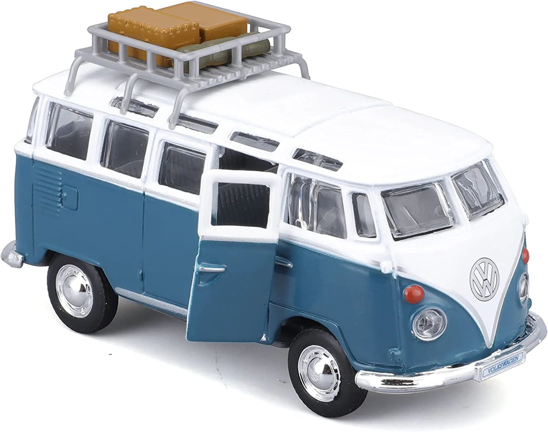 Furgoneta Volkswagen Van Samba Azul De Coleccion