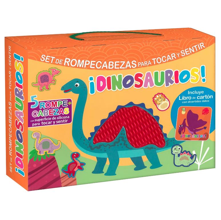 Set Libro Y Rompecabezas Sensorial Dinosaurios