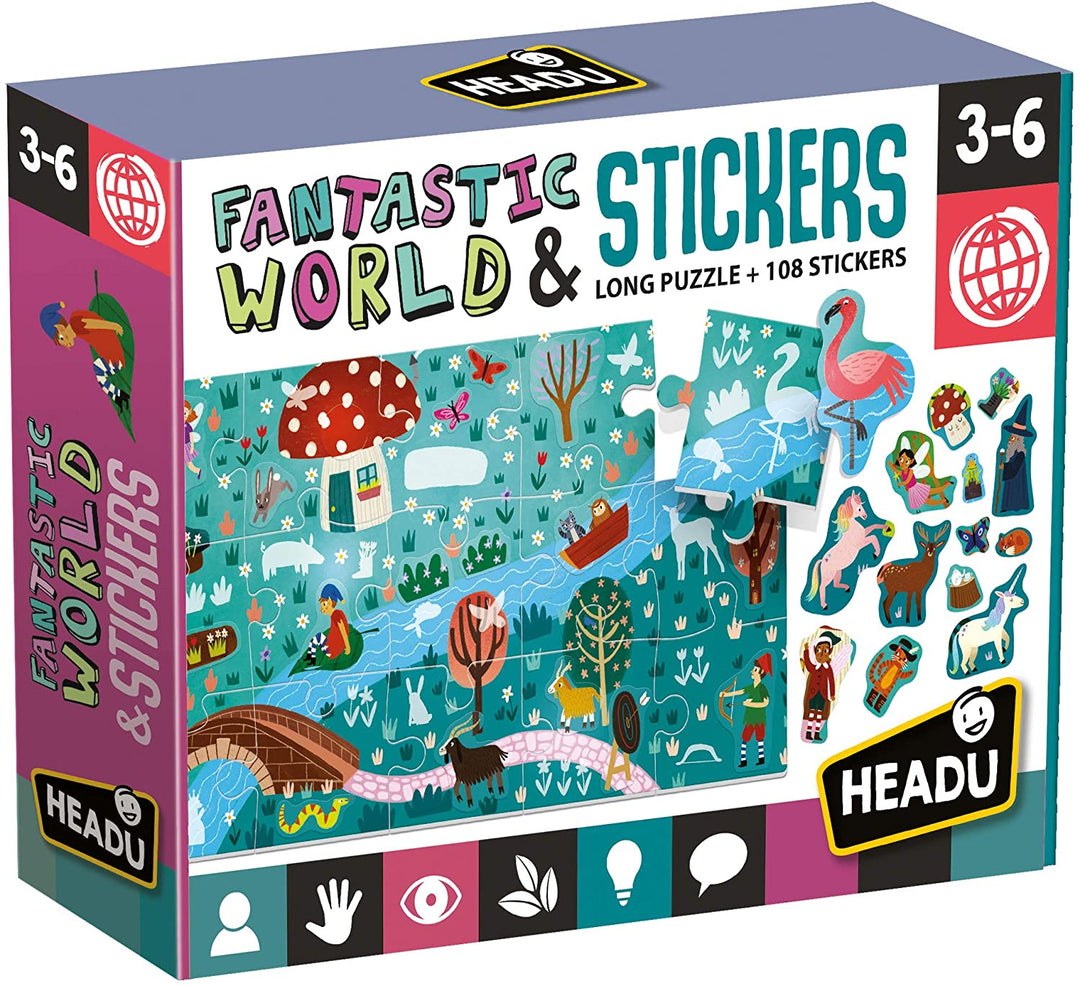 Rompecabezas Mundo Fantastico Con Stickers Reutilizables