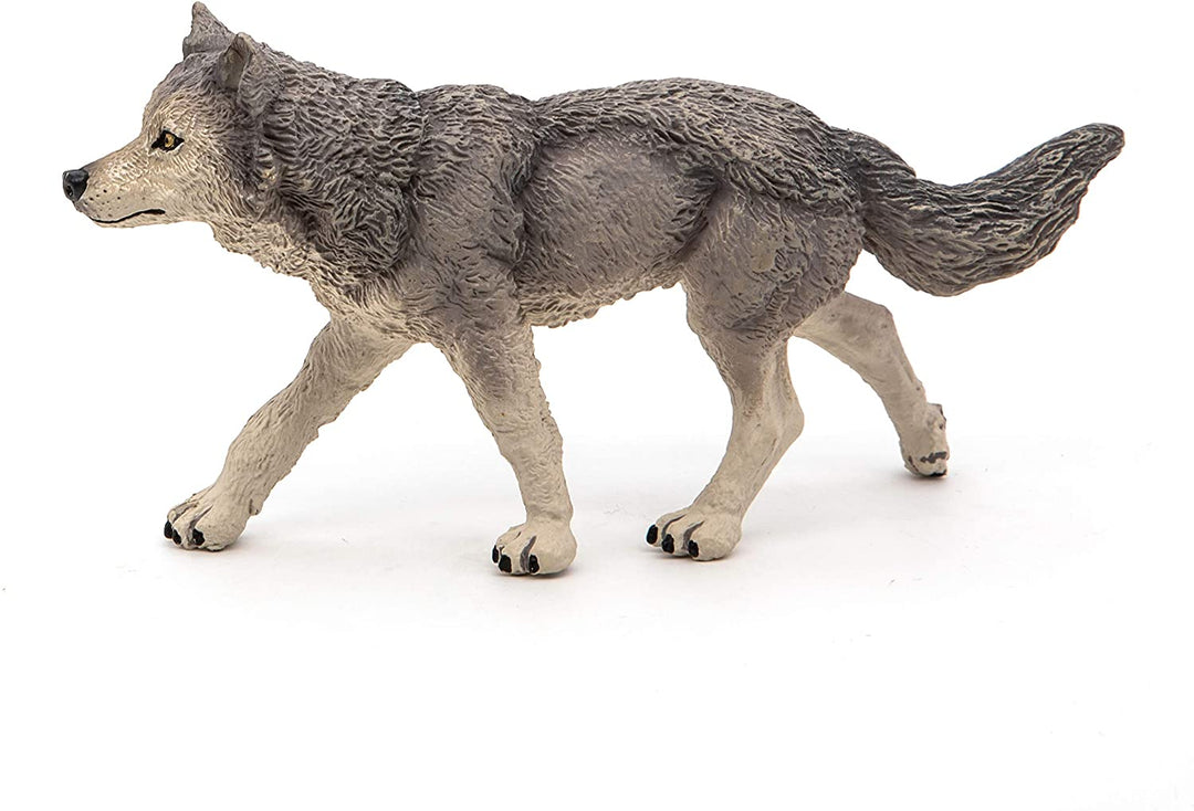 Figura Animales Lobo Gris Pintado a Mano