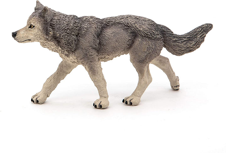 Figura Animales Lobo Gris Pintado a Mano