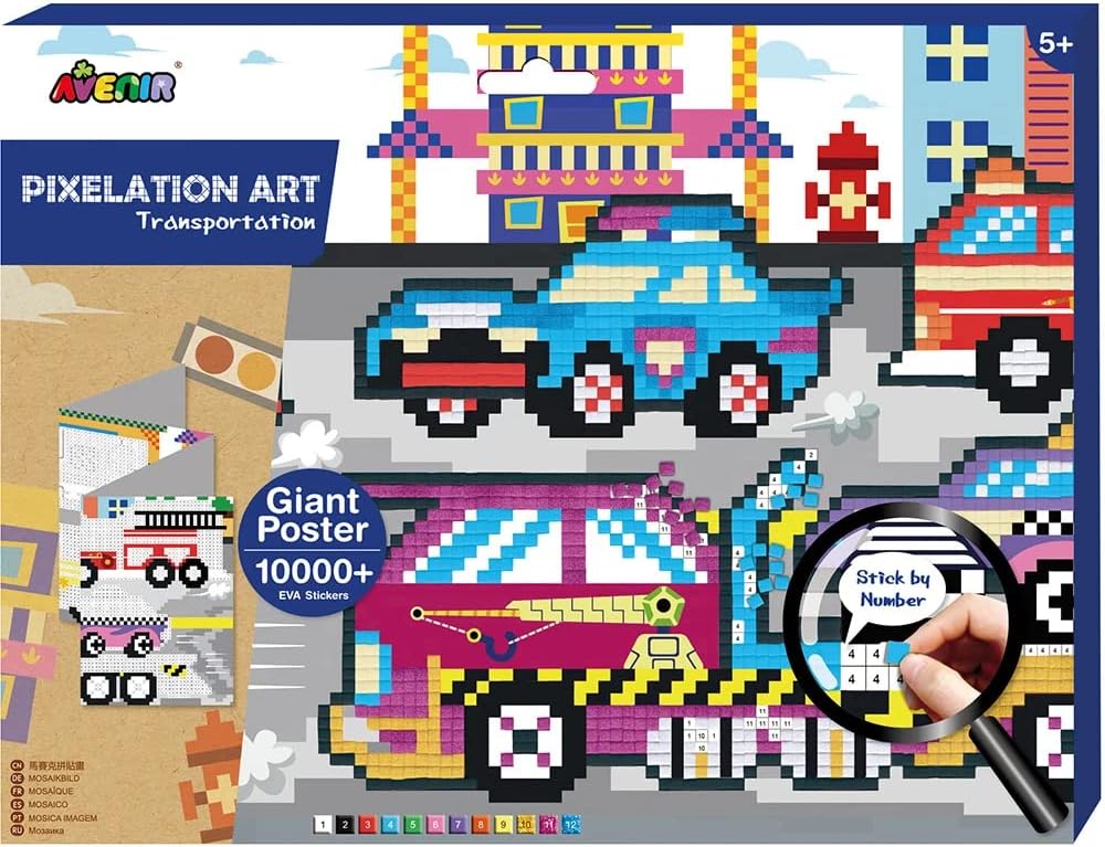 Set Arte Para Pintar Con Stickers Por NumerosTransportes