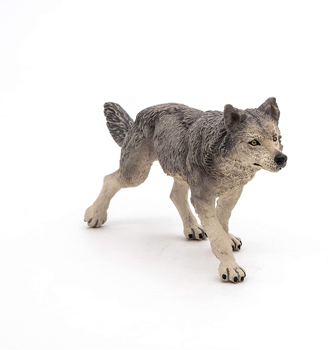 Figura Animales Lobo Gris Pintado a Mano