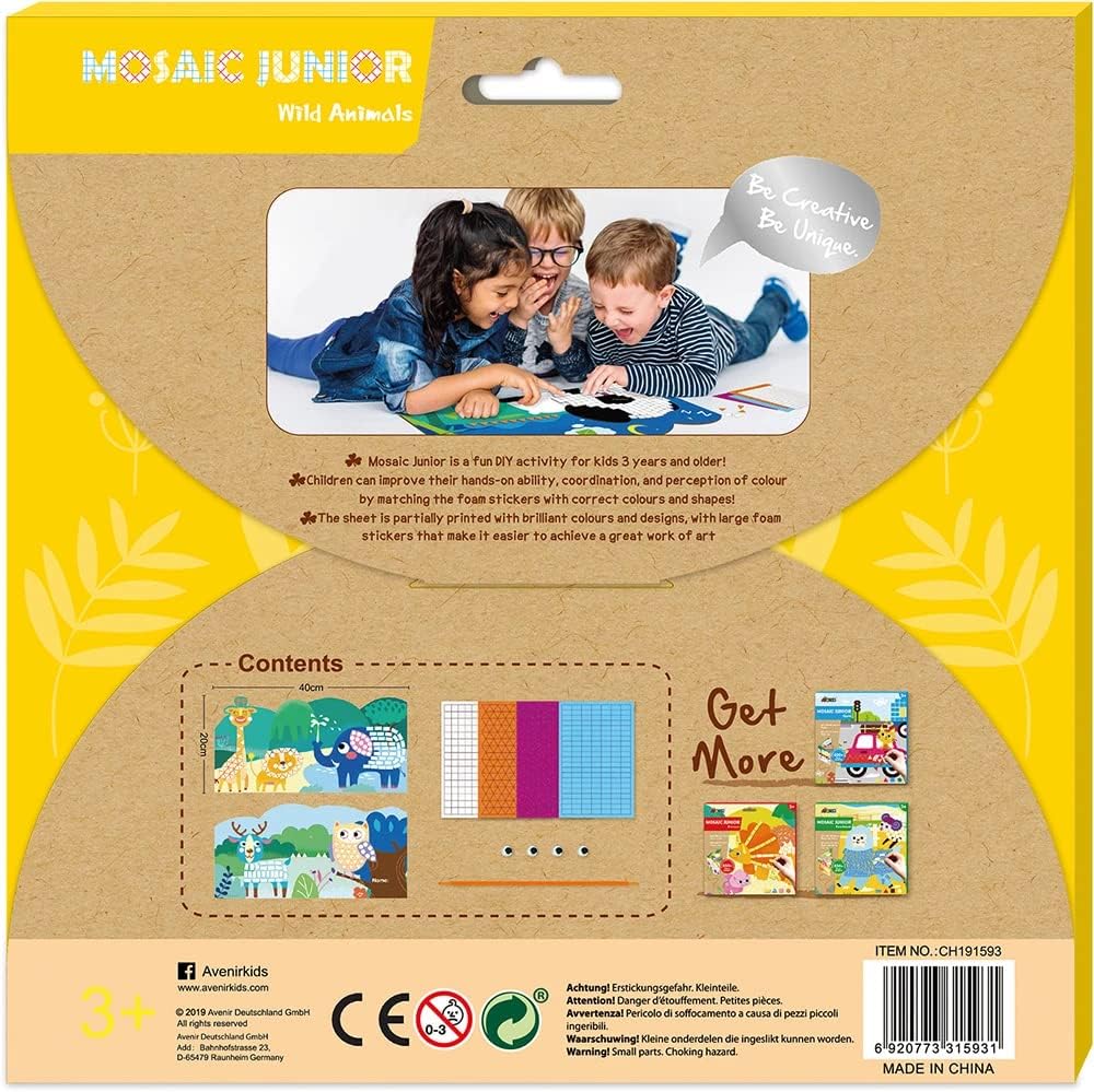 Set De Arte y Manualidades Mosaico Con Stickers Animales