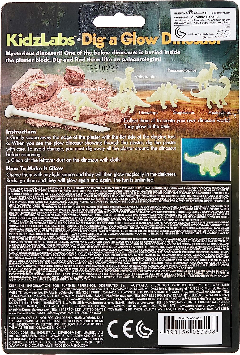 Experimento Excava Dinosaurios Brillantes niños