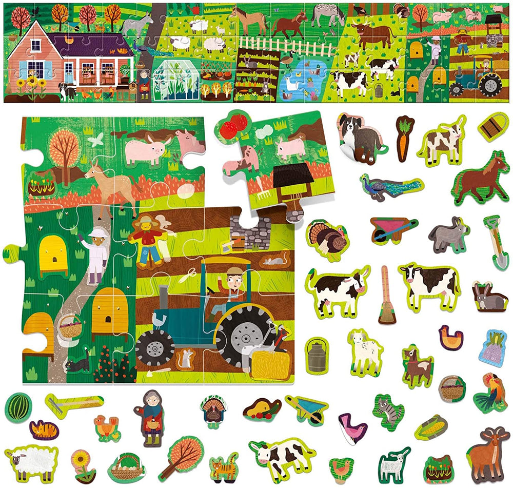 Rompecabezas De La Granja Con Stickers Reutilizables