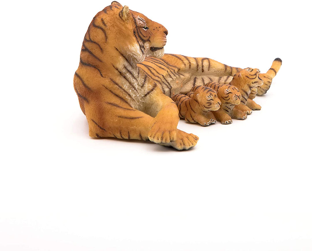 Figura Tigresa y Cachorros Pintados a Mano