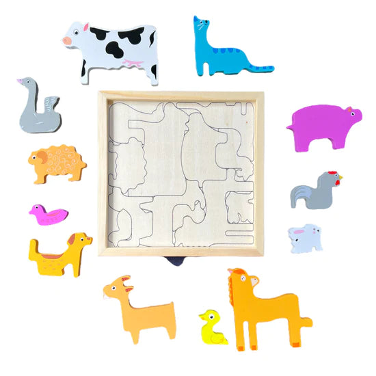 Rompecabezas De Granja Tangram De Madera