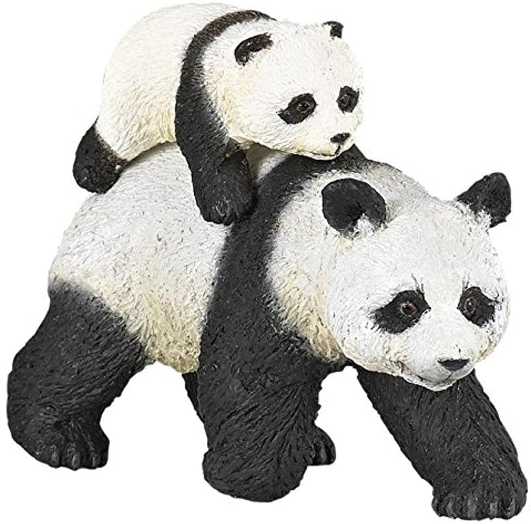 Figura Animales Panda y Panda Bebe Pintado a Mano