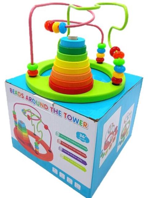 Juego Montessori 2 en 1 Laberinto 3d Y Torre De Apilar