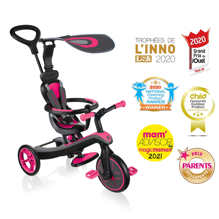 Triciclo y Bicicleta de Balance 4 en 1 Rosa para niños