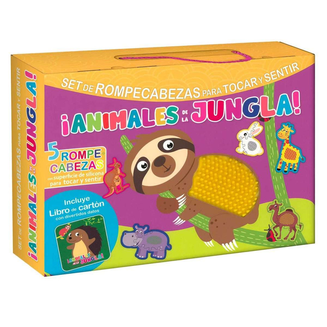 Set Libro Y Rompecabezas Sensorial La Selva