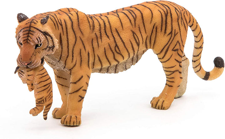 Figura Animales Tigre Con Cachorro Pintado a Mano