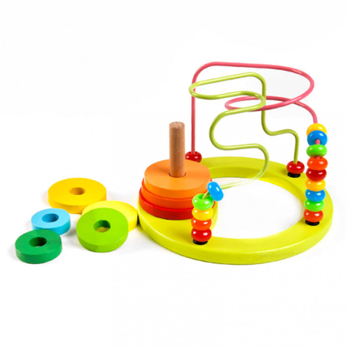 Juego Montessori 2 en 1 Laberinto 3d Y Torre De Apilar