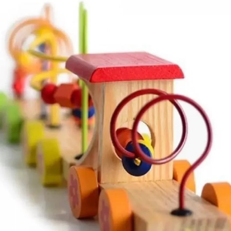 Juego Didactico Tren De Madera Con Laberinto 3D