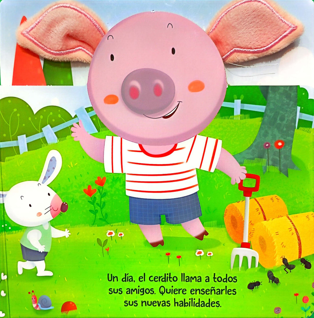 Libro Sensorial Pequeño Cerdito Con Orejas De Peluche