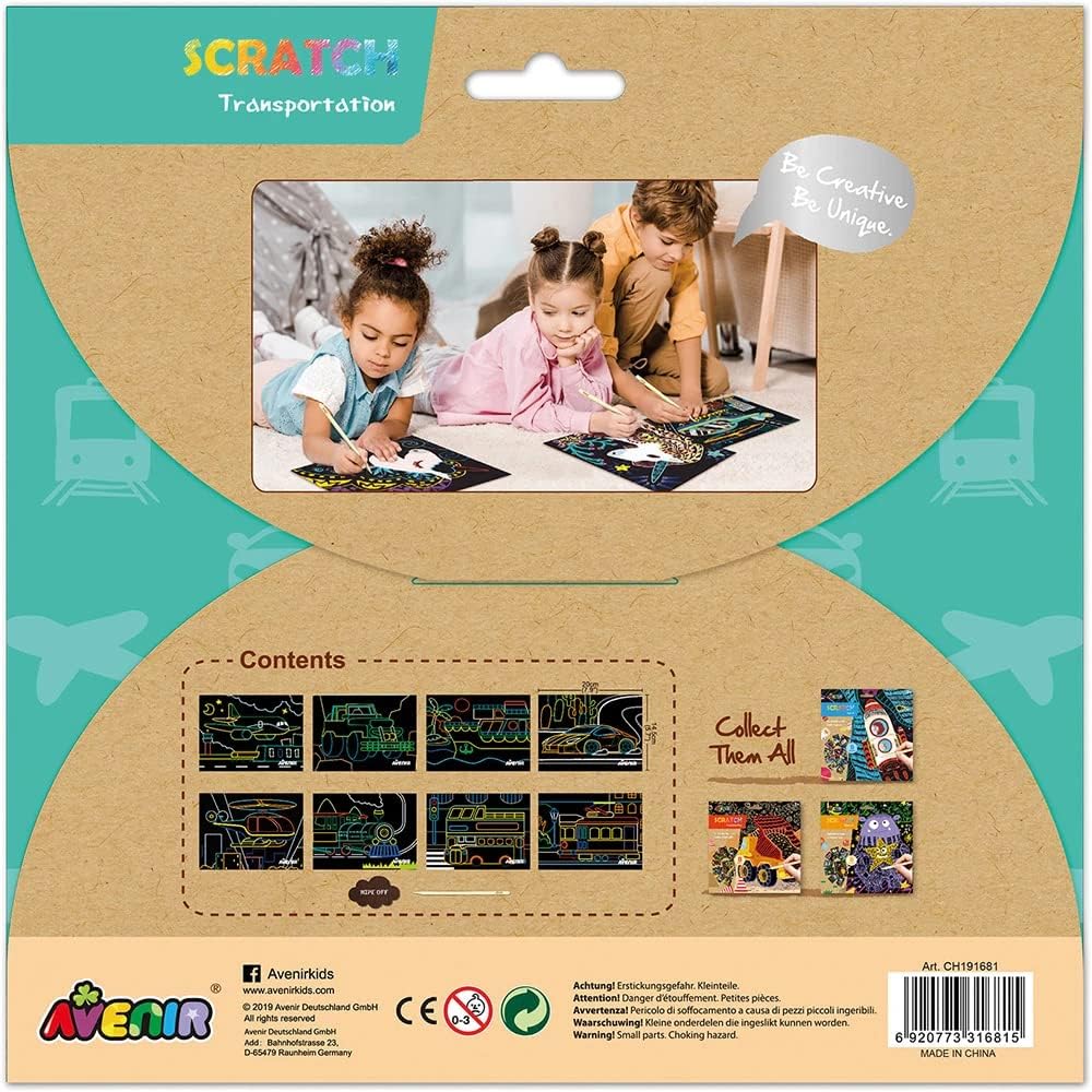 Set De Arte y Manualidades Para Raspar Transportes