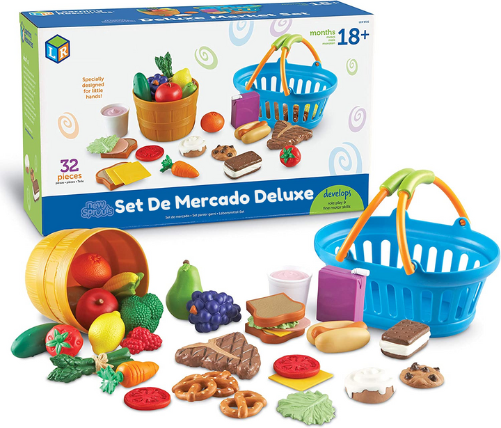 Set Didáctico De Mercado Comida Roles De Lujo Para Niños