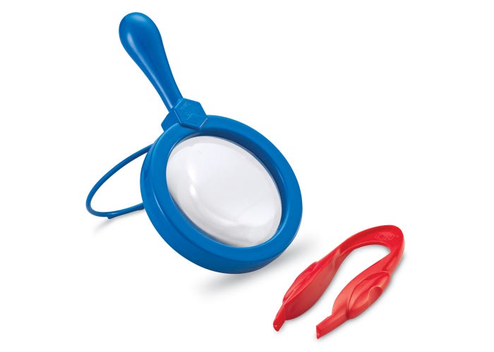 Pinza Sensorial y Lupa Roja Para Niños niñas