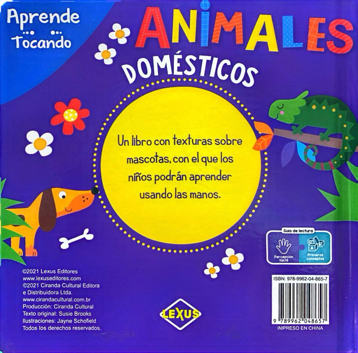 Libro Sensorial Aprende Tocando Animales Domesticos