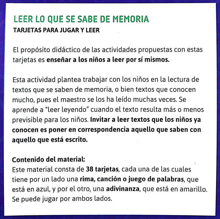 Juego Didactico Lectura y Memoria
