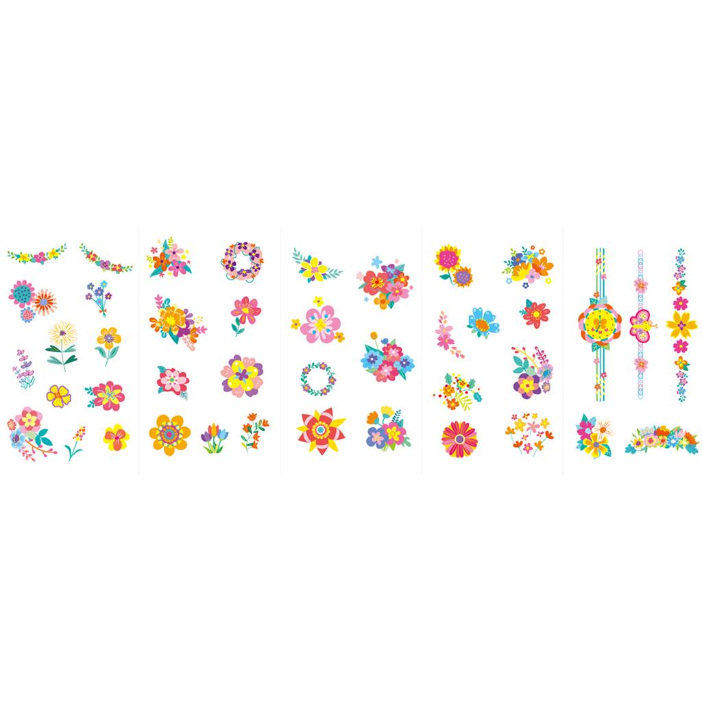 Set De Stickers Para Uñas Y Tattoos Temporales Flores