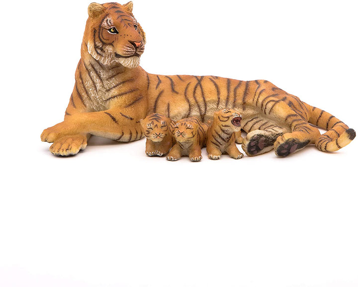 Figura Tigresa y Cachorros Pintados a Mano