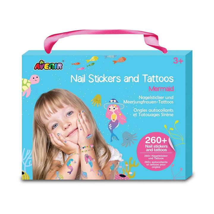 Set De Stickers Para Uñas Y Tattoos Temporales Sirenas