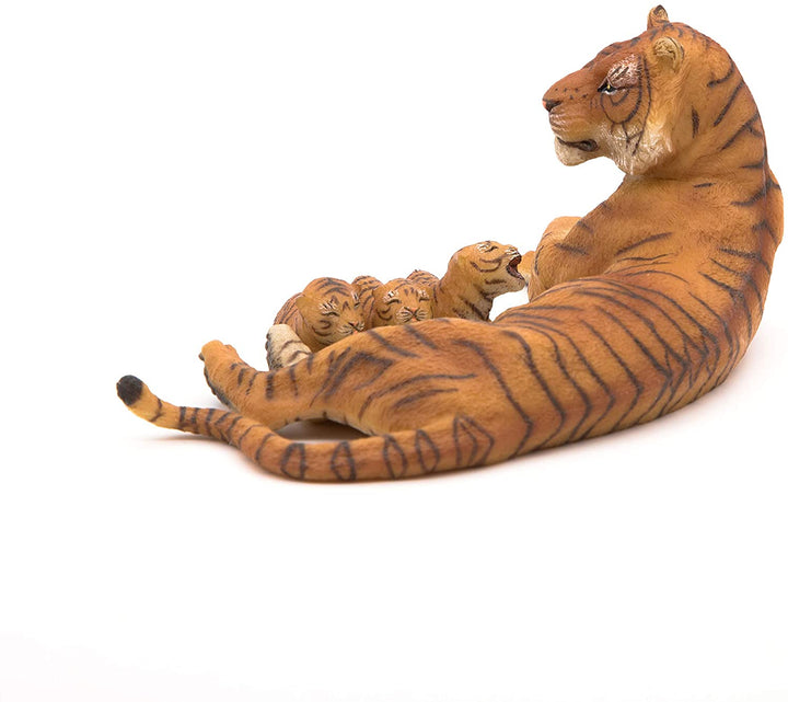 Figura Tigresa y Cachorros Pintados a Mano