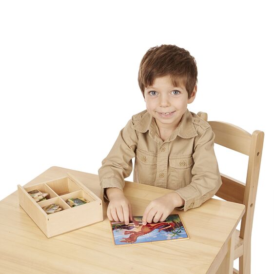 Caja con 4 Rompecabezas de Dinosaurios