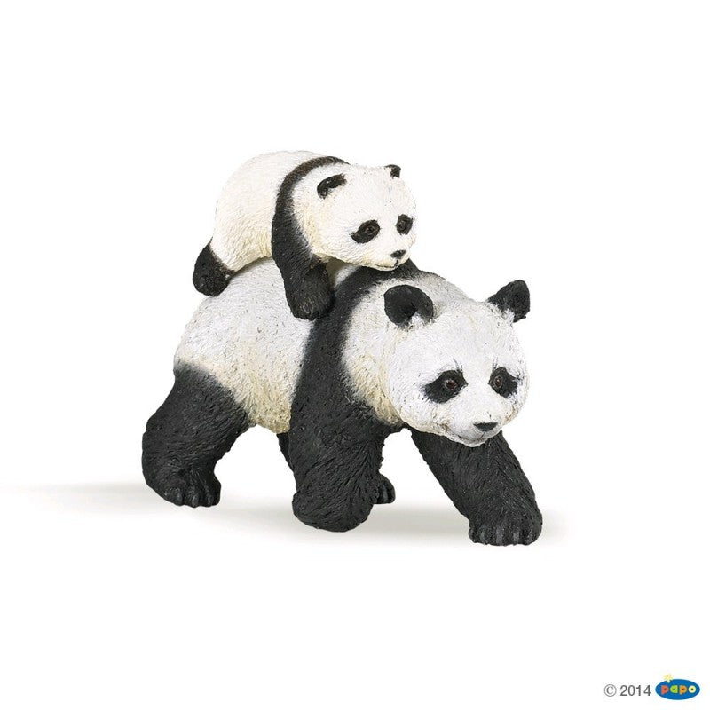 Figura Animales Panda y Panda Bebe Pintado a Mano