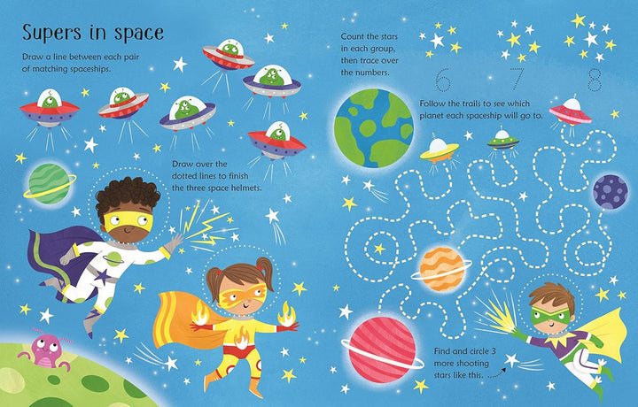 Libro de Actividades Interactivo Superhéroes  Borrable Para Niños