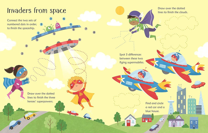Libro de Actividades Interactivo Superhéroes  Borrable Para Niños