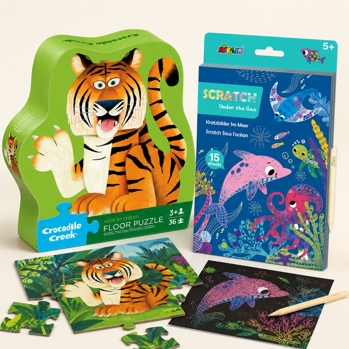 Combo Animales: Rompecabezas Tigre + Scratch Océano