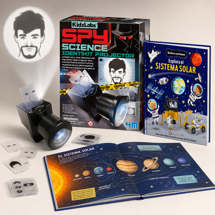 Combo Pequeño Científico: Proyector Espía + Libro Sistema Solar
