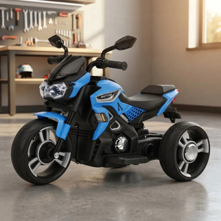 Moto Eléctrica Deportiva 6v Sonidos Y Luces Azul Niños