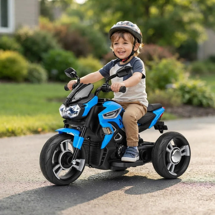 Moto Eléctrica Deportiva 6v Sonidos Y Luces Azul Niños