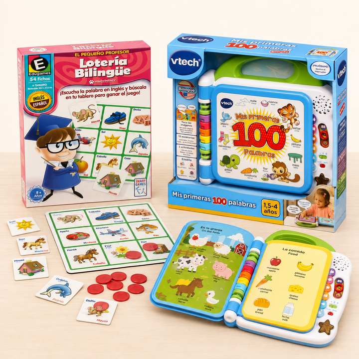 Combo Aprendizaje Bilingüe: Lotería + Mis Primeras 100 Palabras