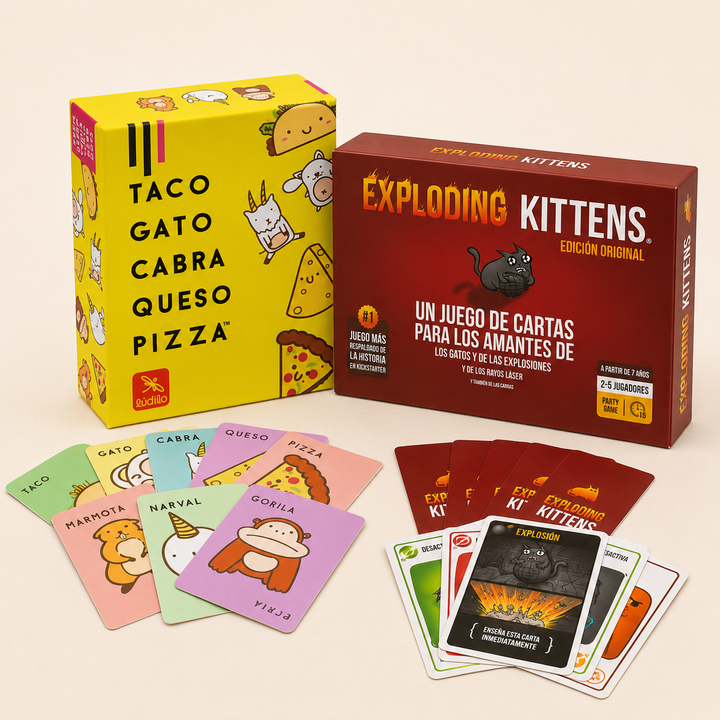 Combo Juegos de Cartas: Taco Gato Cabra Queso Pizza + Exploding Kittens