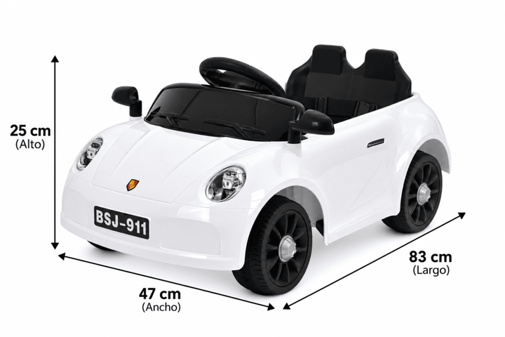 Carro Montable Tipo Porsche Sonidos Y Luces Blanco Niños